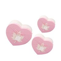 Amosfun 3PCS Gift Wrapping Box Heart-Shaped Pink Paper Rose Gift Box Romantic Handmade Packing Box for Teachers Day Date Valentine Day Wedding