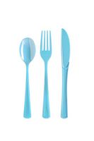 Exquisite 150 Pack Light Blue Plastic Utensils Heavy Duty Cutlery Set 50 Plastic Forks 50 Plastic Spoons 50 Plastic Knives Perfect Plastic Silverware Party Pack Set for all occasions