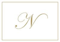 Caspari Boxed Notes Embossed N Initial Blank Notecards, Pack of 8, Gold