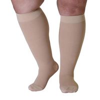 6XL XX-Wide Mojo Compression Socks 20-30mmHg for Extra Wide Calf - Bariatric Lymphedema Knee-Hi Closed Toe Medical Graduated Support Stockings Plus Size Ankles XXXXXX-L Beige