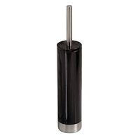 InterDesign Slim Toilet Bowl Brush and Holder - Bathroom Cleaning Storage, Black/Brushed Stainless Steel