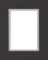 22x28 Double Acid Free White Core Picture Mats Cut for 18x24 Pictures in Black and Nantucket Grey