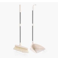 Broom and Dustpan With Long Handle Telescopic Up Windproof Stainless Steel Rod Non-stick Hair Broom And Dustpan Rotatable Non-Slip Handle Soft Brush Broom Set Suitable For Home Kitchen Lobby Floor Gar
