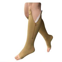 Presadee Open Toe Latest Version 20-30 mmHg Zipper Compression Extra Wide Big Calf Swelling Leg Shin Circulation Premium Grade Sock (Beige, 4XL)