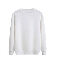 Men's Crewneck Fleece Sweatshirt Pullover Solid Sweater Long Sleeve Knitted Pullover Basic Slim Fit Casual T Shirts White