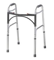 Folding Junior Walker, Push Button Dual Release, Aluminum, Adjustable Height 25" to 32", 350 lb. Capacity
