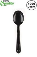 Heavy Weight Plastic Spoons Black 1000pcs - Disposable Cutlery Spoon, Recyclable, Spoon - Great for Parties, Office, BBQ, Soup, Ice Cream, Restaurants and Togo