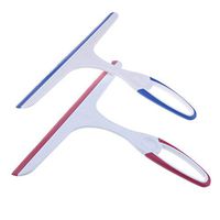 JiaUfmi 2Pcs Rubber Blade Shower Screen Washer - Glass Window Soap Cleaner Wiper Squeegee - Home Car Blade Bathroom Mirror Shower - Glass Cleaning (Blue+Red)