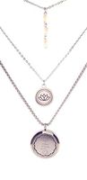 TantamLife Essential Oil Diffuser Aromatherapy Layered Necklace with Locket, Lotus Pendant, Lava Stone Beads