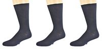 Sierra Socks Men's Diabetic Cotton Dress Casual Crew Ribbed Smooth Toe M11 (Shoe Size 10-12, Sock Size 10-13, Navy 3 Pair)