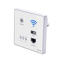 SODIAL 300Mbps Wall Router 110V/220V Power Ap Relay Smart Wireless WiFi Repeater Extender Wall Embedded 2.4Ghz Router Panel USB Socket White