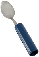 Sammons Preston Built-Up Handle Tablespoon, Steel Cylinder Grip Coated in Blue Plastic is 4" with 1" Diameter, Adaptive Utensil Aids in Grasping, Independent Dining & Self-Feeding for Stroke