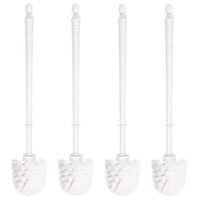 Qulable Toilet Brush, Durable Long Handle Eco Plastic Toilet Brush Cleaner White (4 Pack)