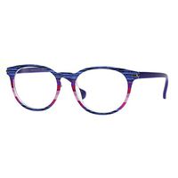 Womens Keyhole Horn Rim Round Thin Reading Glasses Blue Rainbow 3.0