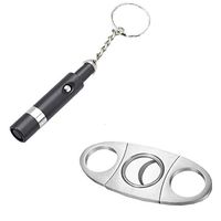 VideoPUP Cigar Punch Cutter Set,1 PCS Stainless Steel Black Cigar Punch and 1 PCS Double-Blade Cigar Cutter,Designed for Cigar Lovers