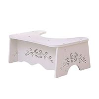 Ewer Wood Squatting Toilet Stool Bathroom Step Stool Fits All Toilets Hollow Rose Pattern Stool Household Anti-Skid for Kids Toddlers Adult Elder Help Relieve Constipation, White Simple European Style