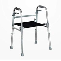 Walkers Walking Frame Walking Frames Portable Collapsible Old Man Non-Slip Disabled Adjustable Aluminum Rehabilitation Training Armrest (Color : Silver, Size : 534574~92cm)
