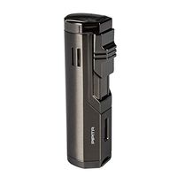 P PIPITA Windproof Torch Cigar Lighter, Triple 3 Jet Red Flame Refillable Butane Lighter with Punch