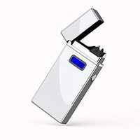 Lighter Arc Lighter LED Display Quantity Display Windproof Double Arc Lighter USB Rechargable Flameless Metal Case Light and Portable Lighter Gift Case (White)