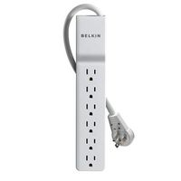 Belkin BE10600006R Home/Office Surge Protector w/Rotating Plug, 6 Outlets, 6 ft Cord, 720J, White