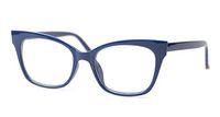 SOOLALA Vintage Stylish 53mm Lens Oversized Reading Glass Big Eyeglass Frame, Blue, 3.0