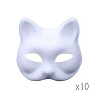 Meimasks DIY White Paper Mask Pulp Blank Hand Painted Mask Personality Creative Free Design Mask 10pcs (Cat)