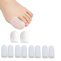 JIAHAO 10 Piece of 100% All Gel Toe Caps Comfortable Soft Material Protectors to Prevent Blisters Corns for Adult Big Toes and Small Toes (White)