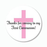 40ct - 2" First Communion Stickers, Thanks for Coming Labels, Choose Your Color (#296-P)