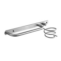 LOSYU Wall Mount Hair Dryer Holders, Brushed 304 Stainless Steel Towel Bar, Silver Hair Dryer Base, with Plug Storage, Minimalist Hair Dryer Rack