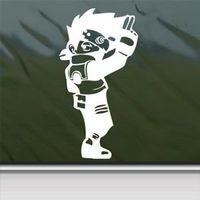 Naruto Kakashi Anime - White Decal - 4" tall decal laptop tablet skateboard car windows sticke