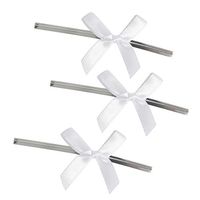 HAPY SHOP 100 PCS Cute Satin Ribbon Twist Tie Bows,3 Inches for Bakery Candy Lollipop Cello Bag,White