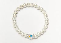 White & Crystal Magnetic Stretch Bracelet with Crystal Rondelles (7.5)