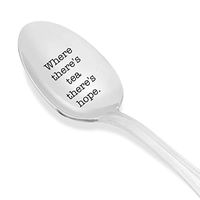 “Where There's Tea There's Hope” Engraved Stainless Steel Spoon Gift - Good Morning Coffee Lovers Christmas Gifts -Best Friend Inspiring Motivational Engraved Spoons