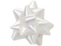 Pack Of 48, Medium Solid White Star Poly Gift Bows 3-1/2" x 13 Loops Made In Usa