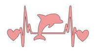 Home Grown Claremore I Love Dolphins - Vinyl Sticker Decal - 5.5" Width X 2.7" Height | Pink HGC1130