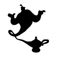 Leon Online Box Aladdin Genie Call Master - Vinyl Decal [12cm Black] Sticker for Car, iPad, Laptop, Helmet