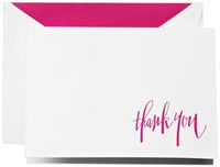 Crane & Co. Hand Engraved Raspberry Thank You Notes (CT1315), Pack of 10