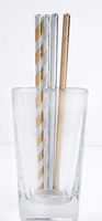 RSVP International (PS-100M) Metallic Paper Straws, 100 Count | Each Straw 7.34" Long | Lovely Design & Biodegradable | For Hot & Cold Beverages | For Parties, Events & More