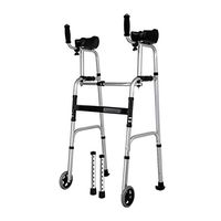 F&T Walker, Four-Legged Elderly Walker, Disabled Walking aid, Elderly Hemiplegia, Rehabilitation, Multi-Function Crutches (Color : Black)