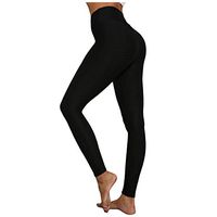 Theoylos Women's Ruched Butt Lift Yoga Pants Leggings High Waist Tummy Control Tights Ladies Soft Slim Athletic Pants Black