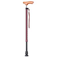 WXL Walking Stick Folding Telescopic Old Man Walking Stick Solid Wood Handle Aluminum Alloy Shock Absorption Anti-Skid Walking Stick (Color : Reddish Brown)