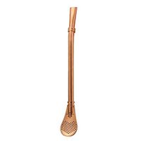 Gracefulvara Reusable Stainless Steel Metal Drinking Straws Drinking Tea Yerba Mate Straw Gourd Bombilla Filter Spoon (Rose Gold)