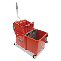 UNGCOMSR - Side-Press Restroom Mop Bucket Combo, 4gal, Plastic, Red