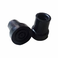 Crutch Tips Multiple Round Grain Rubber Colored Small Replacement, Non Slip Anti Skid Durable High-performance Pole Cane Pad, 3/4 Inch (Black Color)