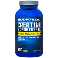 BodyTech 100 Pure Creatine Monohydrate 2250 MG Supports Muscle Strength Mass, 100 Servings (300 Capsules)