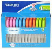 Westcott Kids Plastic Handle Pointed Scissors with Anti-Microbial Protection, 5-Inch, 12-Pack (14872)