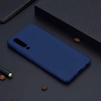JUNXI Phone case Phone Cover Candy Color TPU Case for Huawei P30 (Black) Strong Quality and Durable (Color : Blue)