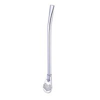 Reusable Stainless Steel Tea Drinking Straws Stirring Rod Spoon Filter Bombilla - Silver bjlongyi