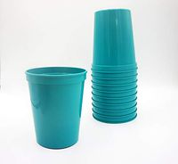 10 Pack - 16 oz Reusable Plastic Stadium Cups - Blank, Reusable or Disposable Unbreakable Tumblers Perfect for Any Party/Fiesta, or Customizable for Marketing and DIY Projects (Teal)