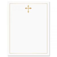 Golden Cross 2 Faith Letter Papers - Set of 25, Religious Stationery Papers, 8 1/2" x 11", Compatible Computer Paper, Christian Letterhead, Confirmation, Communion, Baptism